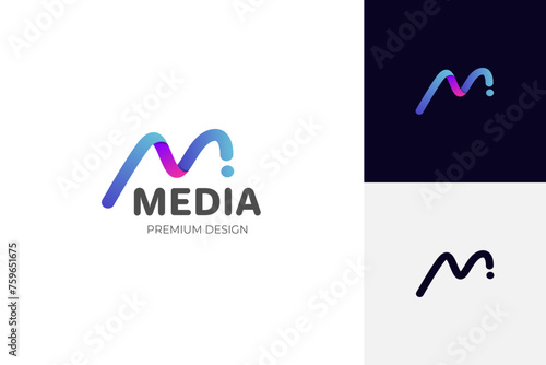 letter m media digital logo icon design. motion graphic vector logo template
