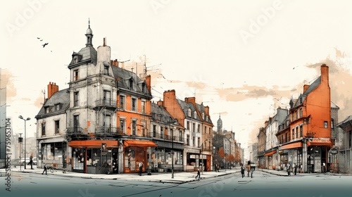 Rouen, Normandy, France. The Old Market Square, illustration