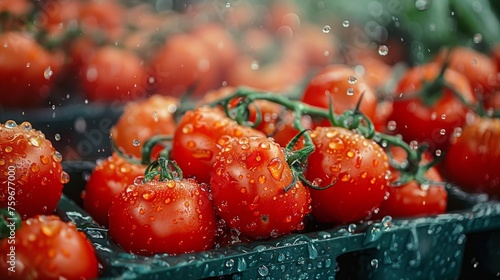  fresh ripe tomatoes with dew drops