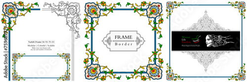 Frame mandala pattern texture persian arabic turkish islamic hindi indian tibetan traditional colorful vector vintage ornate retro elegant ornamental borders frames floral ornaments tazhib 54-v1.1.1