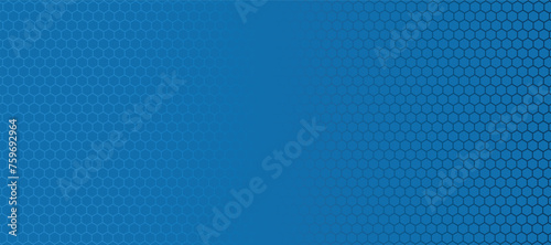Abstract blue vector banner with hexagon grid. Seamless pattern background