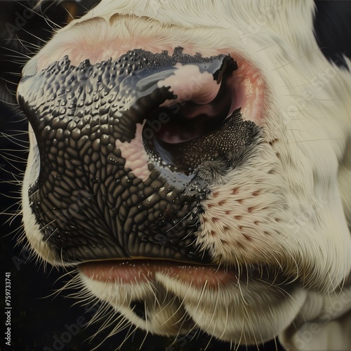 focinho, narinas e boca de uma vaca leteira da raça Holstein