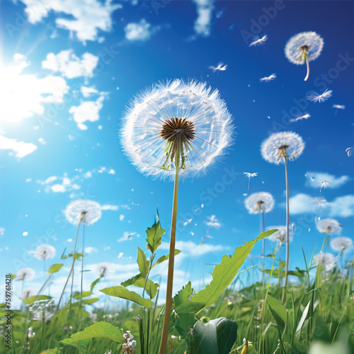 dandelions on the sky background