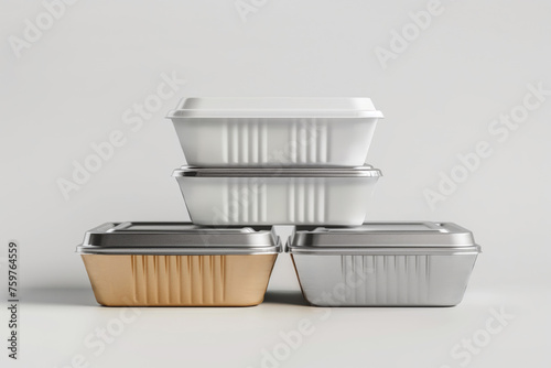 Three stacked takeaway boxes in different sizes on a clean background