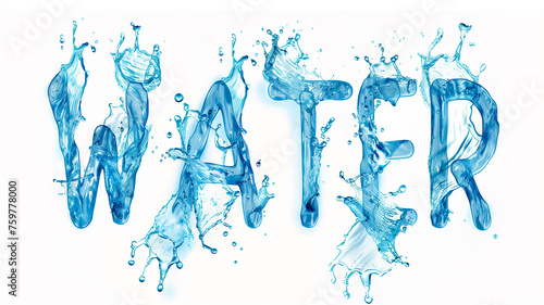 Text "Water Day" written with water letters on white background. Illustration for World Water Day.