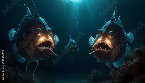 A Pair Of Mesmerizing Anglerfish Luring Prey With