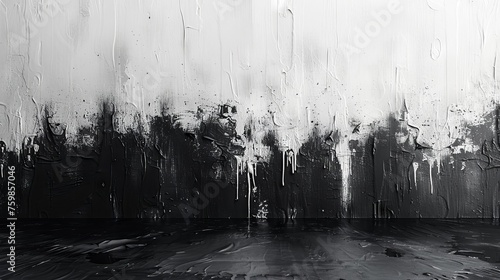 Monochrome abstraction with dark vertical streaks and drops. minimalism and reflection. Concept: visualization of emptiness and detachment in psychology and art.