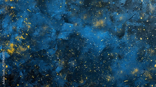 Stars, night sky, illusion, yellow-blue color scheme, oil painting, details, ultra wide-angle