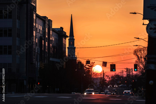 Durham, NC USA at sunset