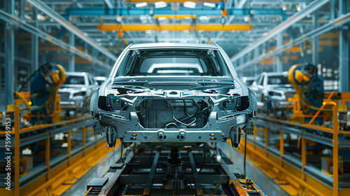 Robotic Assembly Line in Car Manufacturing, Precision Engineering in Automotive Industry