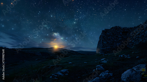 night starry sky landscape background