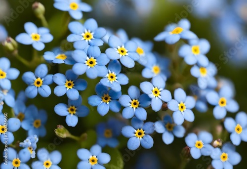 A cluster of delicate forget-me-nots, their tiny blue flowers symbolizing remembrance and fidelity.