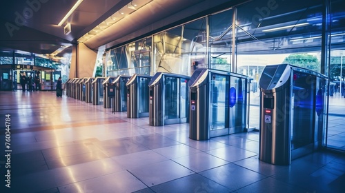 Commuters automatic entry gate at Mass Rapid Transit (MRT) station. Public mass transportation concept.