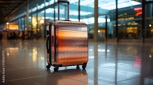 Orange suitcase at the airport.