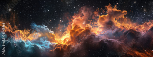 Vivid cosmic cloudscape with stars and nebulas