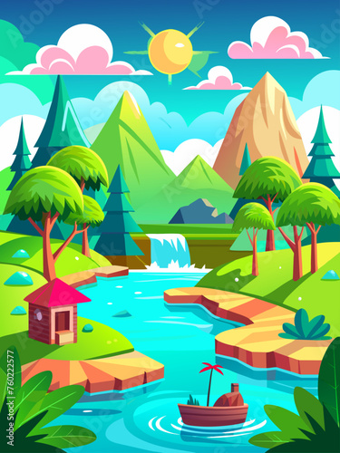 A serene vacation landscape with a tranquil body of water stretching into the distance.