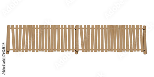 Wooden fence or Brown wooden fence isolated.