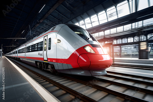 Rapid Movement: The DB (Deutsche Bahn) Train in a Modern Station Displaying Efficiency and Superior German Engineering