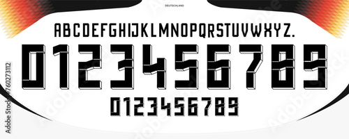 font vector team 2024 kit sport style font, germany font. retro football style font with lines and points inside. sports style letters and numbers for soccer team