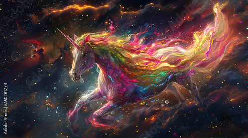 A unicorn adorned with a vibrant array of colors.