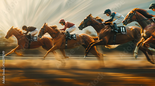 galloping race horses in racing competition
