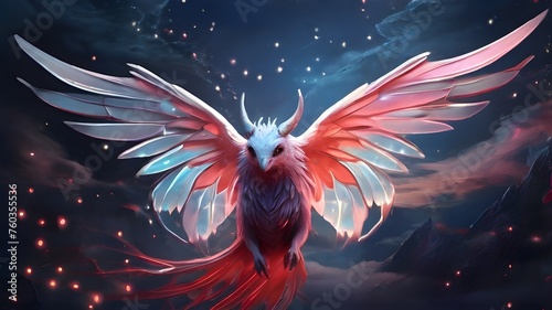 lovely phoenix with colors ranging from spectrum to Sweet tiny bluebird. adorable birds and animals. Sign of the spring. Good fortune, owl. glow and bokeh, nature, silhouette, cartoon, bird, dove,