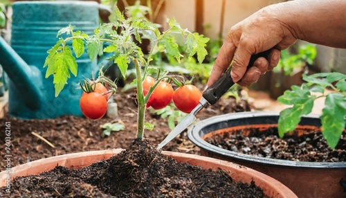 Plant the tomatoes planted in the house and plant the tomatoes in them