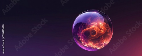 Liquid-electricity power inside of sphere, visual voice assistant design, 3D rendering, Copy space
