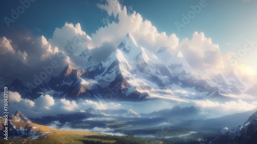 panorama of the mountains with mystery scene