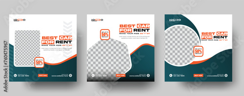 Set of car rent editable square Instagram banner template. or Car rental banner promotional Instagram post design 