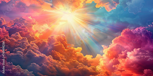 Divine Radiance: An image of light streaming down from the sky, representing spiritual illumination and heavenly blessings