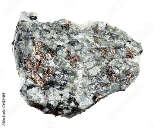 nepheline with sphene and feldspar mineral cutout