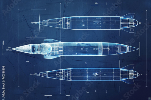 Blueprint of a groundbreaking rocket influenced by aircraft aerodynamics crisp