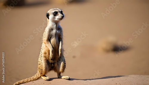 A Meerkat Standing On Its Hind Legs Listening Int Upscaled 6