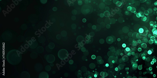 green bokeh background, Abstract green glowing lights bokeh on a black background, . A green light abstract background with defocused light particles and circles,banner design