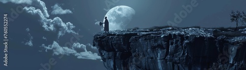 Zombie king's lament, solo performance on a fantasy cliff, moonlit