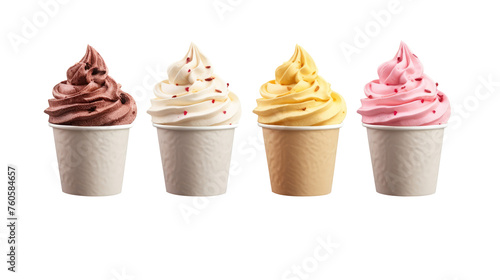 Ice cream on white isolated on clear png background and transparent background. food drink and dessert concept for cafe and restaurent, AI generative. 