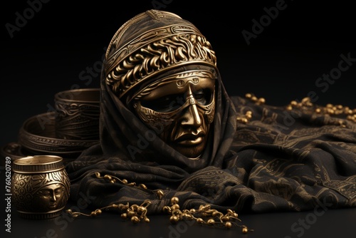 Golden helmet forging in dark indigo and bronze style, cinematic nightcore with troubadour influence
