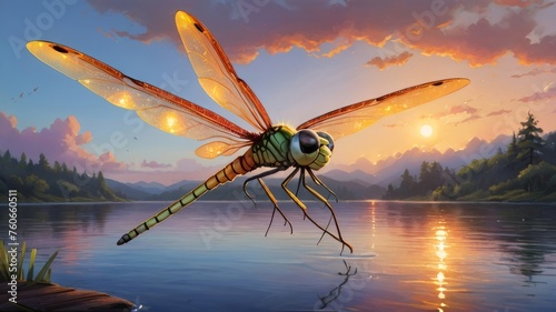 dragonfly on the lake