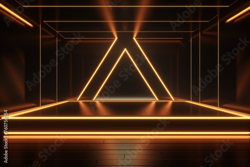 Tan neon tunnel entrance path design seamless tunnel lighting neon linear strip backgrounds