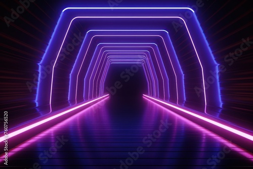 Tan neon tunnel entrance path design seamless tunnel lighting neon linear strip backgrounds