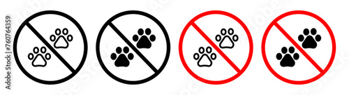 No Dogs or Pets Allowed. Animal Prohibition Sign. Pet Free Zone Warning