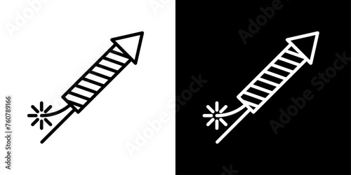 Firecracker Safety Icon. Symbol for Fireworks Display. Celebration Rocket Warning Sign