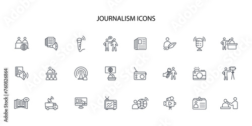 journalism icon set.vector.Editable stroke.linear style sign for use web design,logo.Symbol illustration.