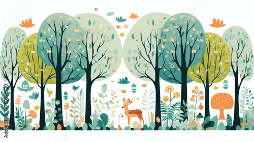 A magical forest filled with talking animals and en