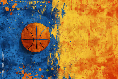 Basketball Background Blue and Gold Yellow Texture Paint Urban Grunge