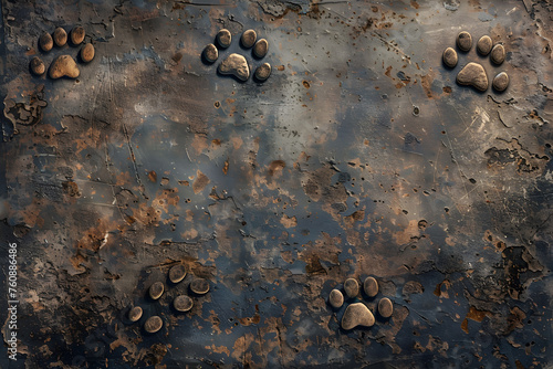 rusty surface with animal tracks