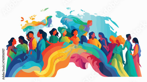 Colorful street art mural depicting cultural divers