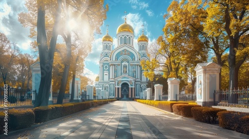 Naval Cathedral of St. Nicholas and the Epiphany in St.Petersburg at sunny day, Russia.