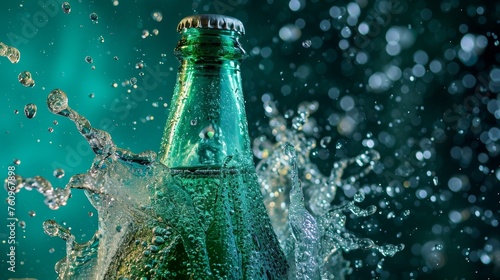 A bottle of fizzy drink exploding with a d pop effect AI generated illustration